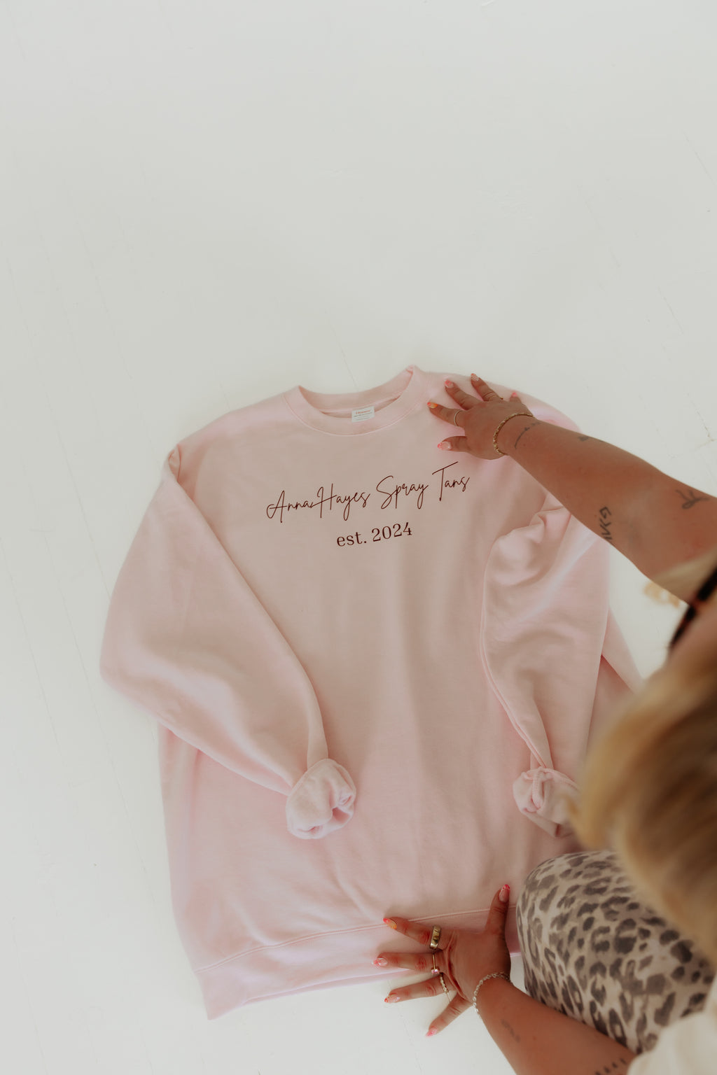 Anna Hayes Spray Tans Pink Crewneck