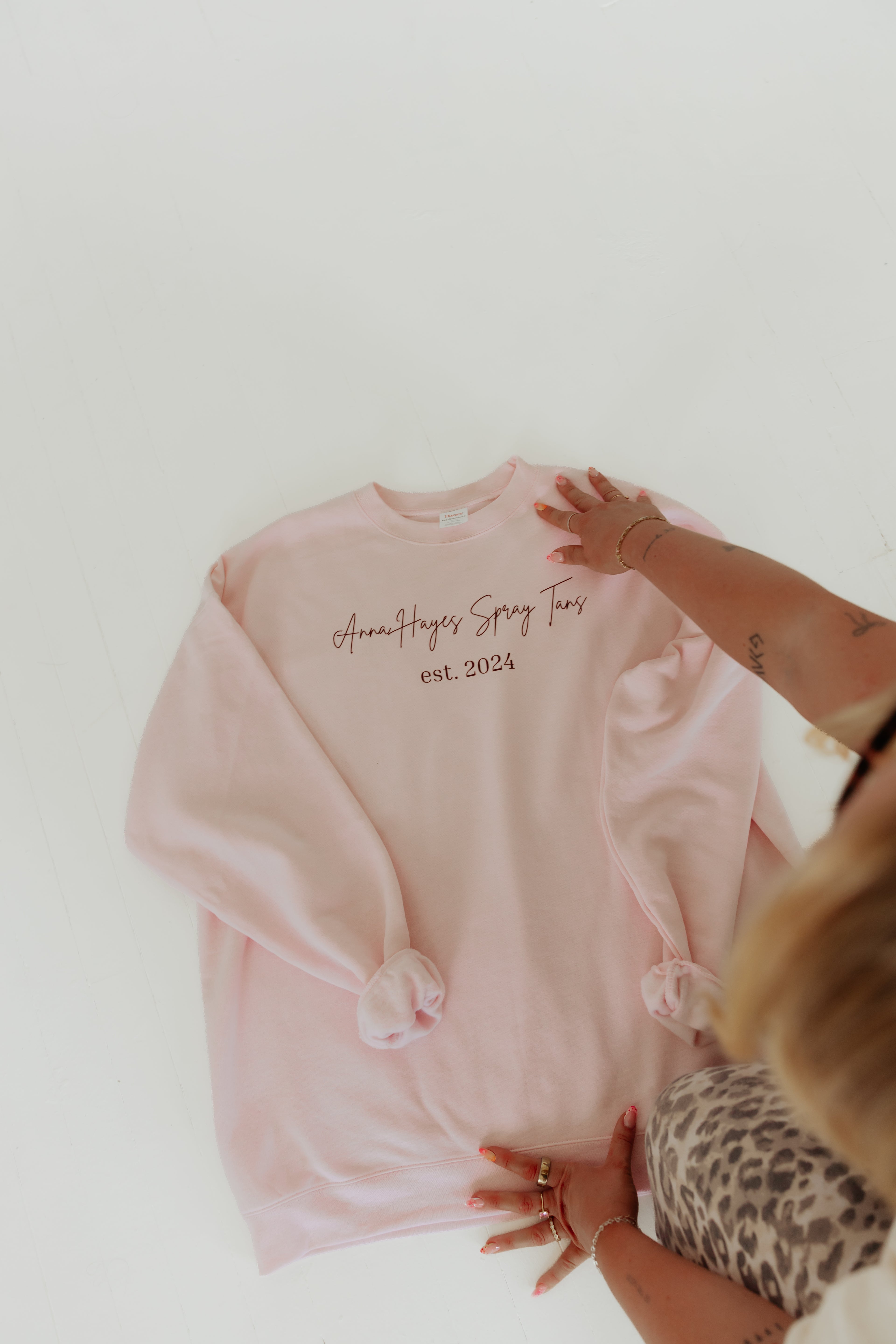 Anna Hayes Spray Tans Pink Crewneck